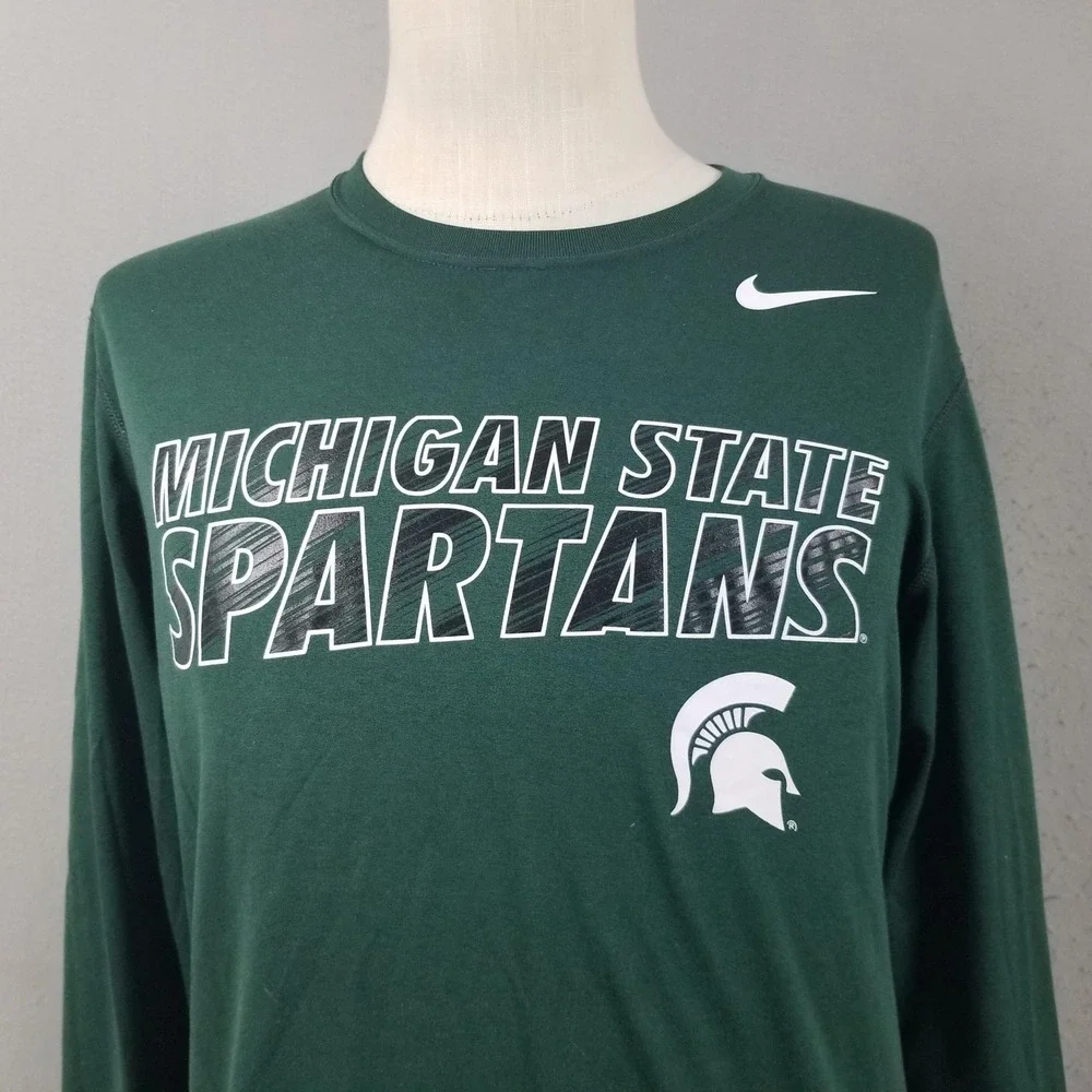Michigan State Spartans Shirt Mens Medium Green NCAA Football Nike Dri Fit